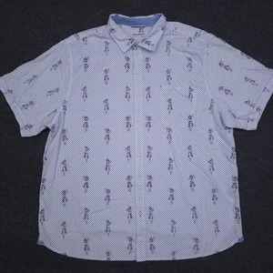 Tommy‎ Bahama Mens XXL White Blue Polka Dot Dancing Hawaiian Girl Button Shirt